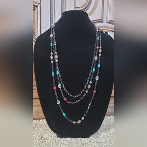 3 chain beaded necklace